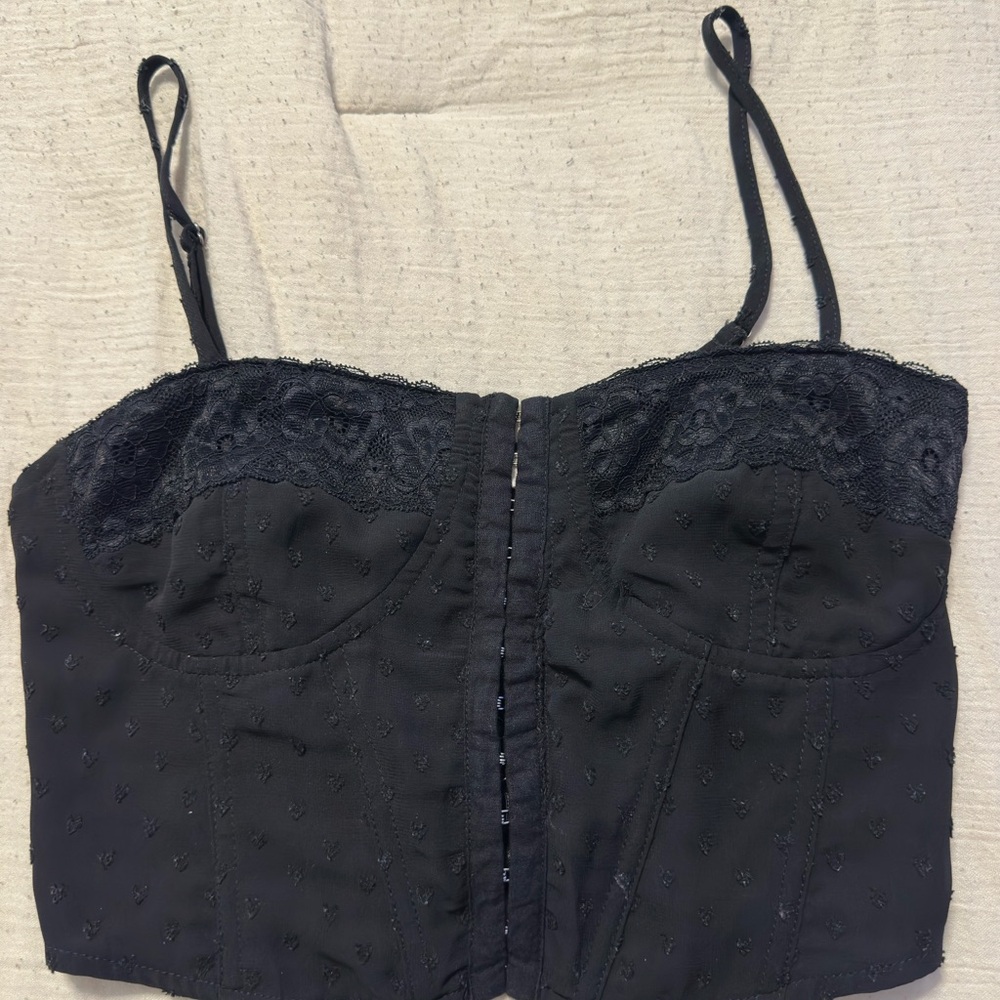 PacSun Black Lace Trim Corset Top
